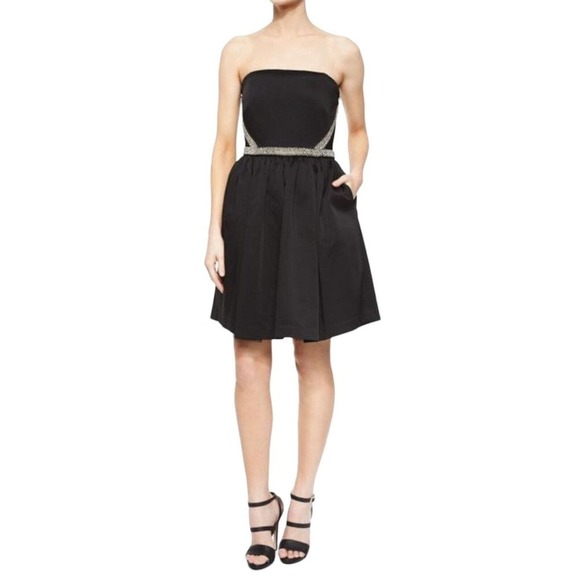 Shoshanna Black Midnight Embellished Bling Strapless Mini Dress Size 6 NWT - Picture 1 of 16